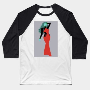 Teal Alien Woman 02 Baseball T-Shirt